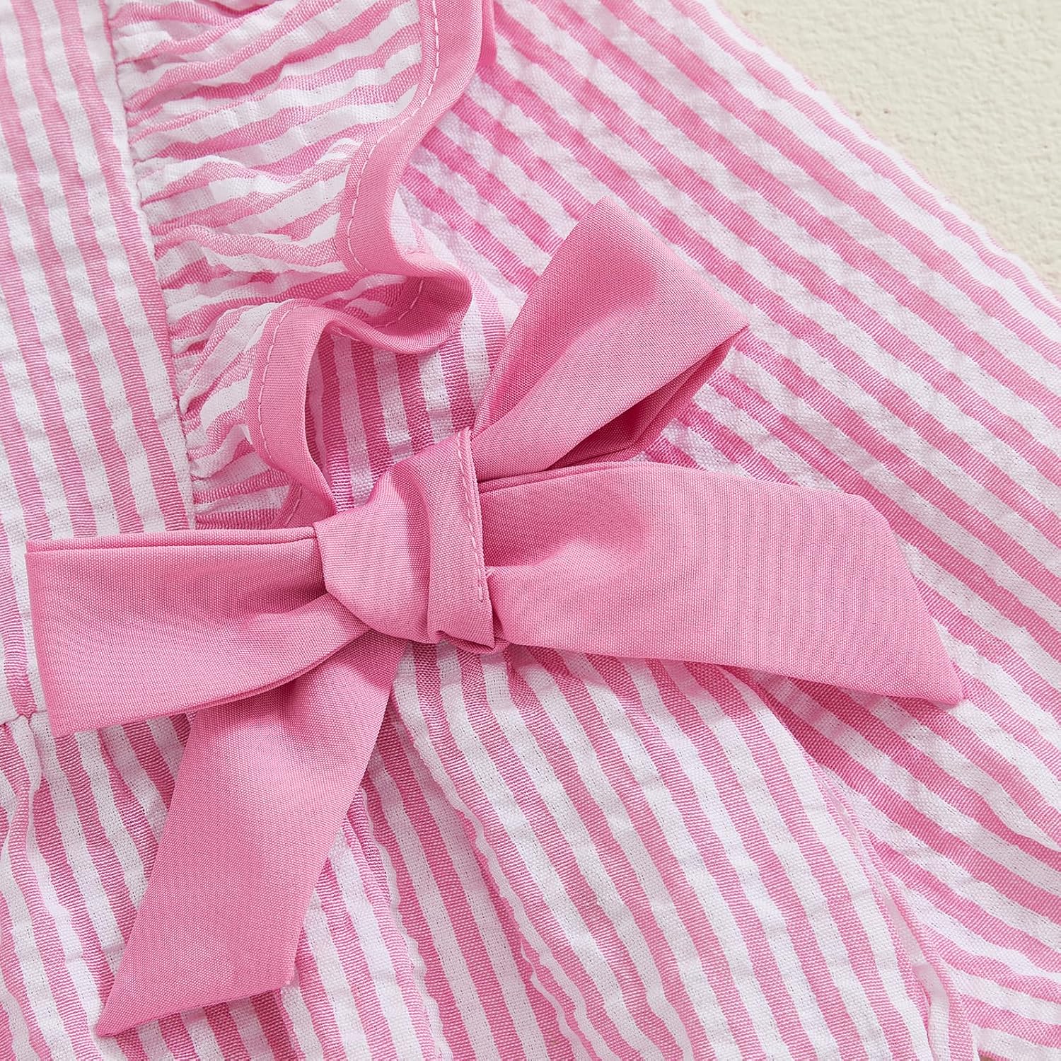 Sasaerucure Newborn Baby Girl Fall Outfit Striped Ruffle Long Sleeve Romper Bodysuit Smocked Bubble Clothes - Image 5