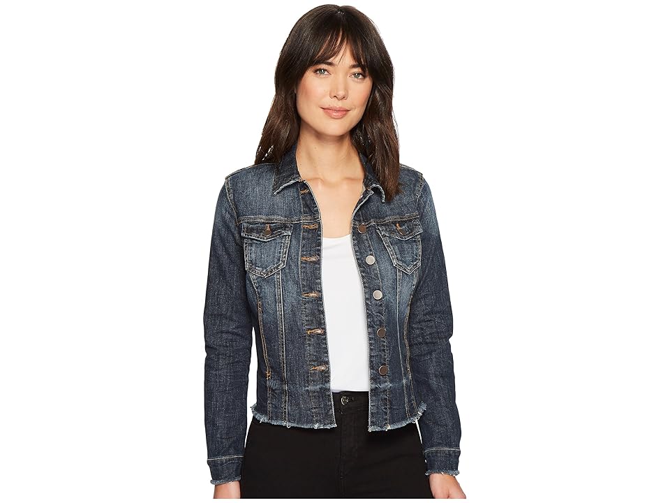 

KUT from the Kloth Basic Back/Front Yoke Raw Hem Jacket (Diversified/Euro Base Wash) Women's Coat, Blue