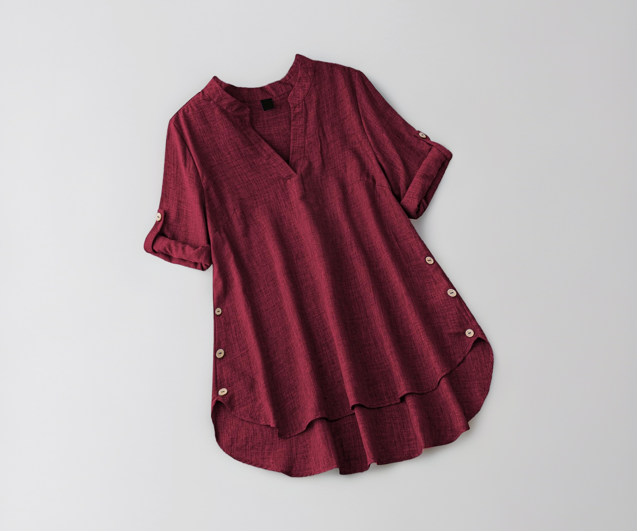 TADKEE Women's Linen Blend Tunic Top - Image 1