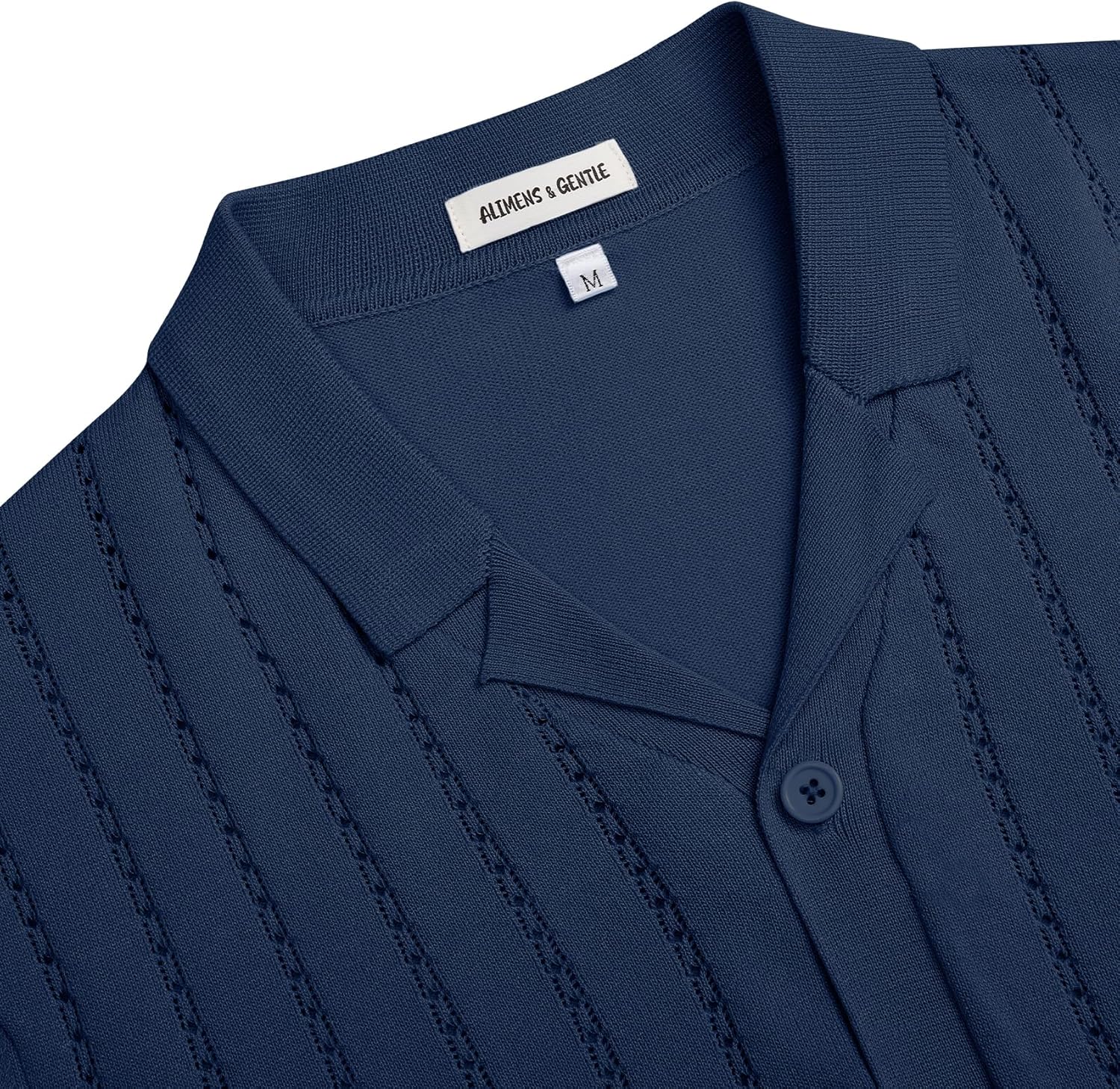 Alimens & Gentle Men's Short Sleeve Button Down Shirts Knit Casual Shirts for Men Vintage Cuban Shirt Striped Knitted - Image 4