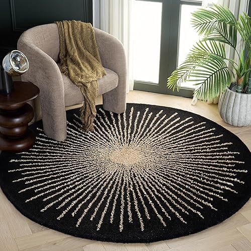 Miniatura 20 de SAFAVIEH Soho Collection SOH655T - Alfombra redonda de viscosa y lana hecha a mano de 4 pies, color marrón/rojo Marrón/Rojo,Beige,