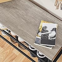 Vista 9 de Yaheetech Coat Rack, Hall Tree with Shoe Bench, Entryway Shoe Storage with Coat Rack Stand, 9 Movable Hooks, Industrial Entryway Furniture, Gray Gris