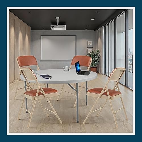 Miniatura 65 de OEF Furnishings Paquete de 4 sillas plegables acolchadas de vinilo de alta calidad, color gris, ideales para el hogar, la oficina o los eventos