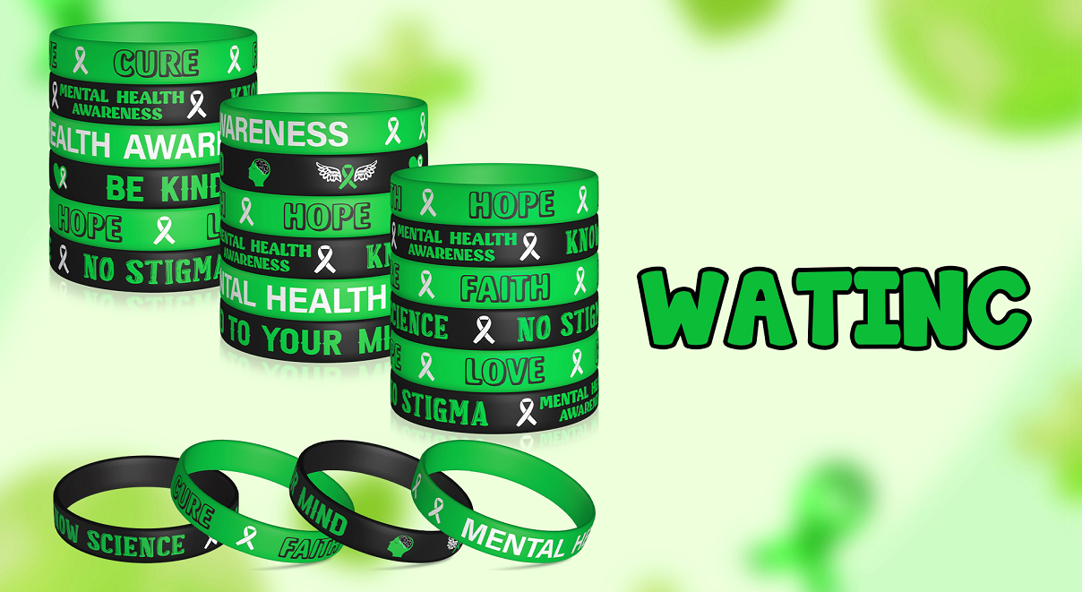 Eaasty 16 Pcs Mental Health Awareness Bracelets Pencils Set With Hope Green Ribbons Motivational Message For Kids Classroom School Gift