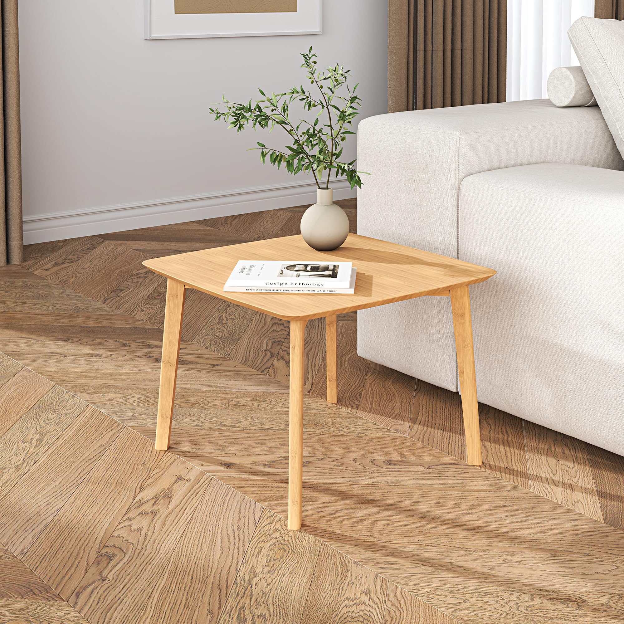 [en.casa] Beistelltisch Haad Sofatisch Wohnzimmertisch 45 x 50 x 50 cm Kaffeetisch quadratisch Ablagetisch aus Bambus für Wohnzimmer Schlafzimmer Flur Natur