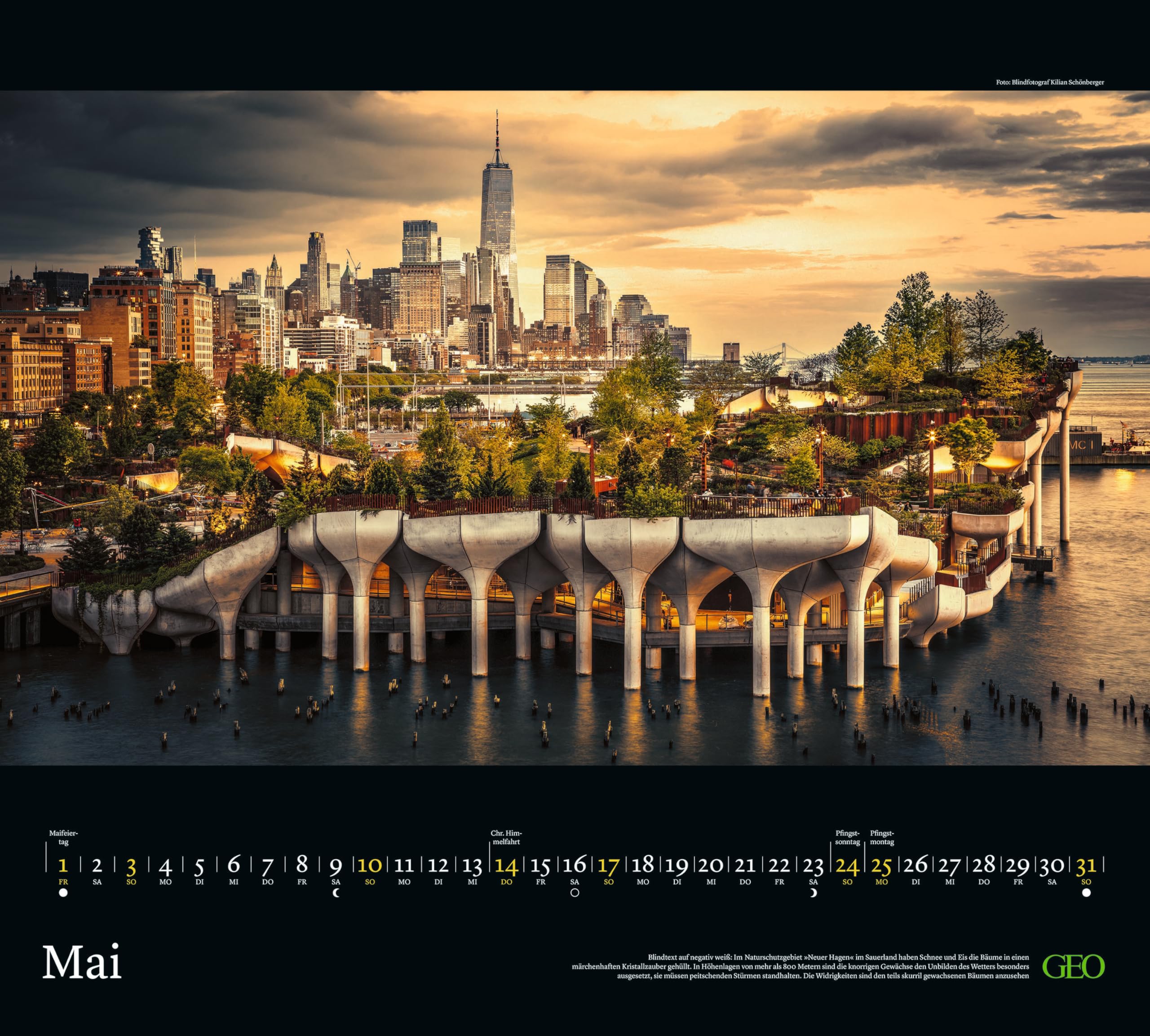 GEO - New York 2026 – Wandkalender 50x45 cm, Poster-Kalender mit Stadtfotografie, 12 Monatsblätter & Spiralbindung für New-York- und Architektur-Fans