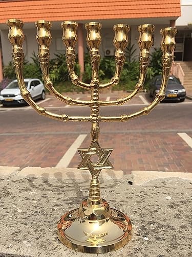 Latón Cobre Menorah Menora Estrella de David 9.5" 9.4 in Portavelas de Israel