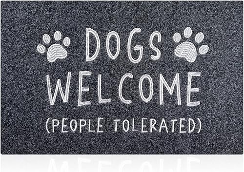 AAZZKANG Tapete de puerta para perros con parte trasera de goma antideslizante, divertido tapete de pata fácil de limpiar para interiores y
