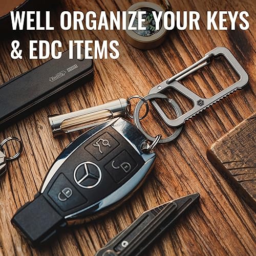Miniatura 5 de KeyUnity KA29SW Mini Split Key Ring Quick Release Key Organize, KM06 Keychain Carabiner Clip & KK06 Mini EDC Pocket Knife Bundle
