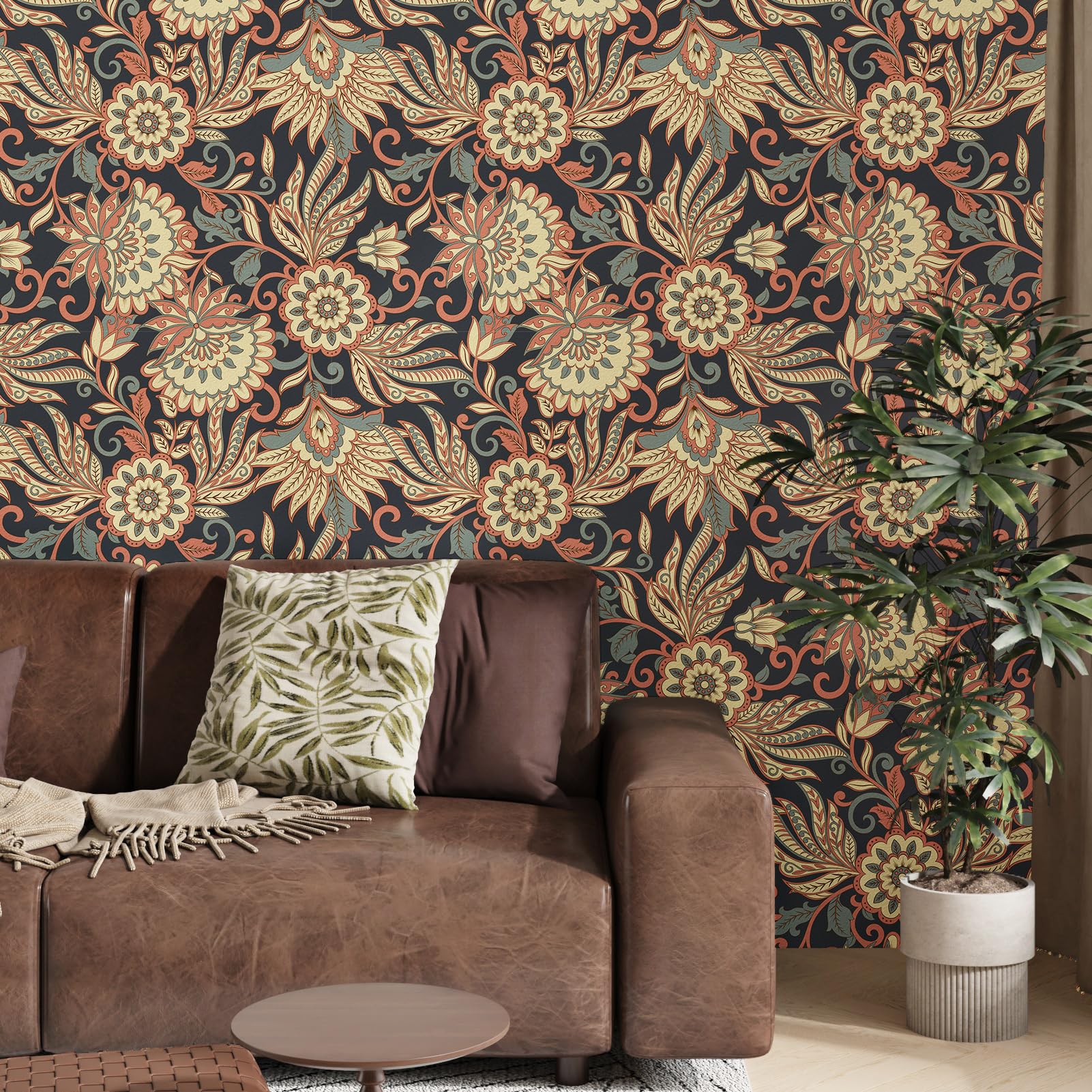 Mangoloo Papel Tapiz Floral Beige Para Despegar Y Pegar, Papel Tapiz Floral  Vintage Para Baño, Dormitorio,, image size:1601x1601