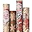 RUSPEPA Kraft Christmas Wrapping Paper Set, Jumbo Roll, Vintage Santa, Bird, Poinsettia,and Gold Snowflake Plaid Design, Kraft Gift Wrap for Christmas, Holiday, 4 Rolls, 30 Inches x 10 Feet per Roll