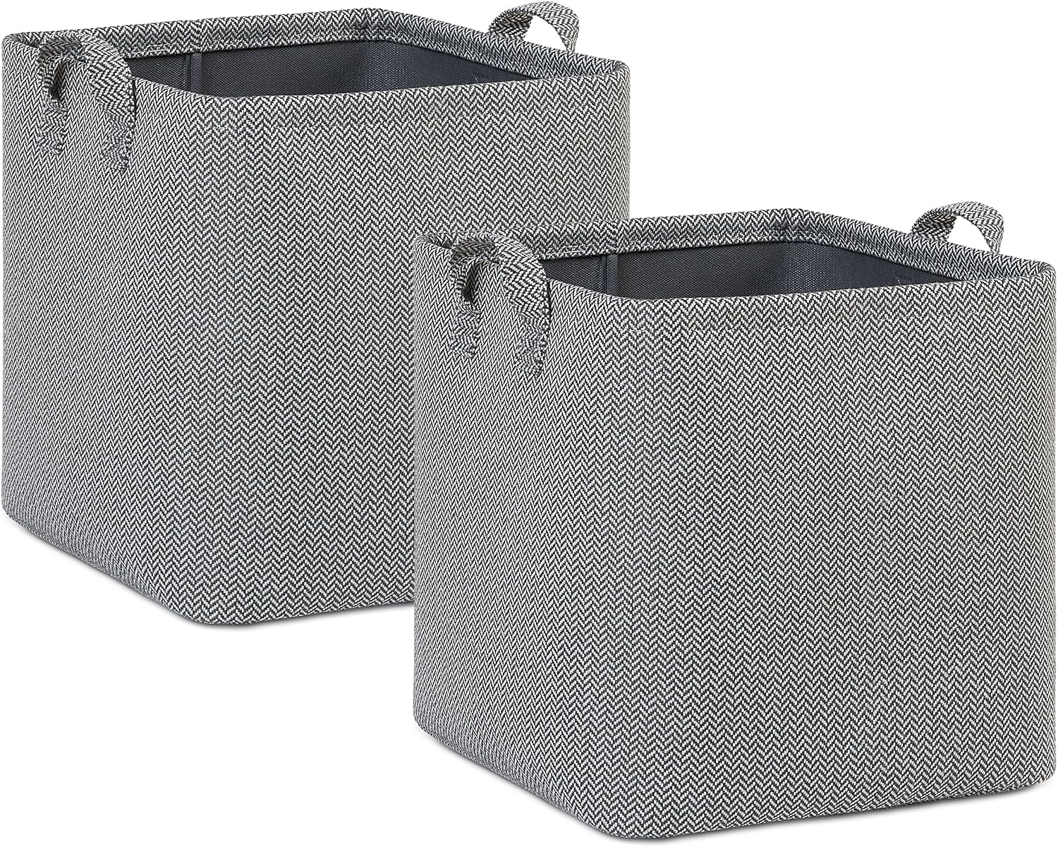 Ocean Home Textile 2'li Antrasit Renk Dokulu Kumaş Sepet Set 30 x 30 x 30 cm