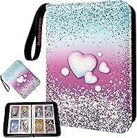 Vista 14 de Carpeta de tarjetas coleccionables para 4 bolsillos, 480 tarjetas con 60 fundas extraíbles con cremallera de protección, pulsera de fácil