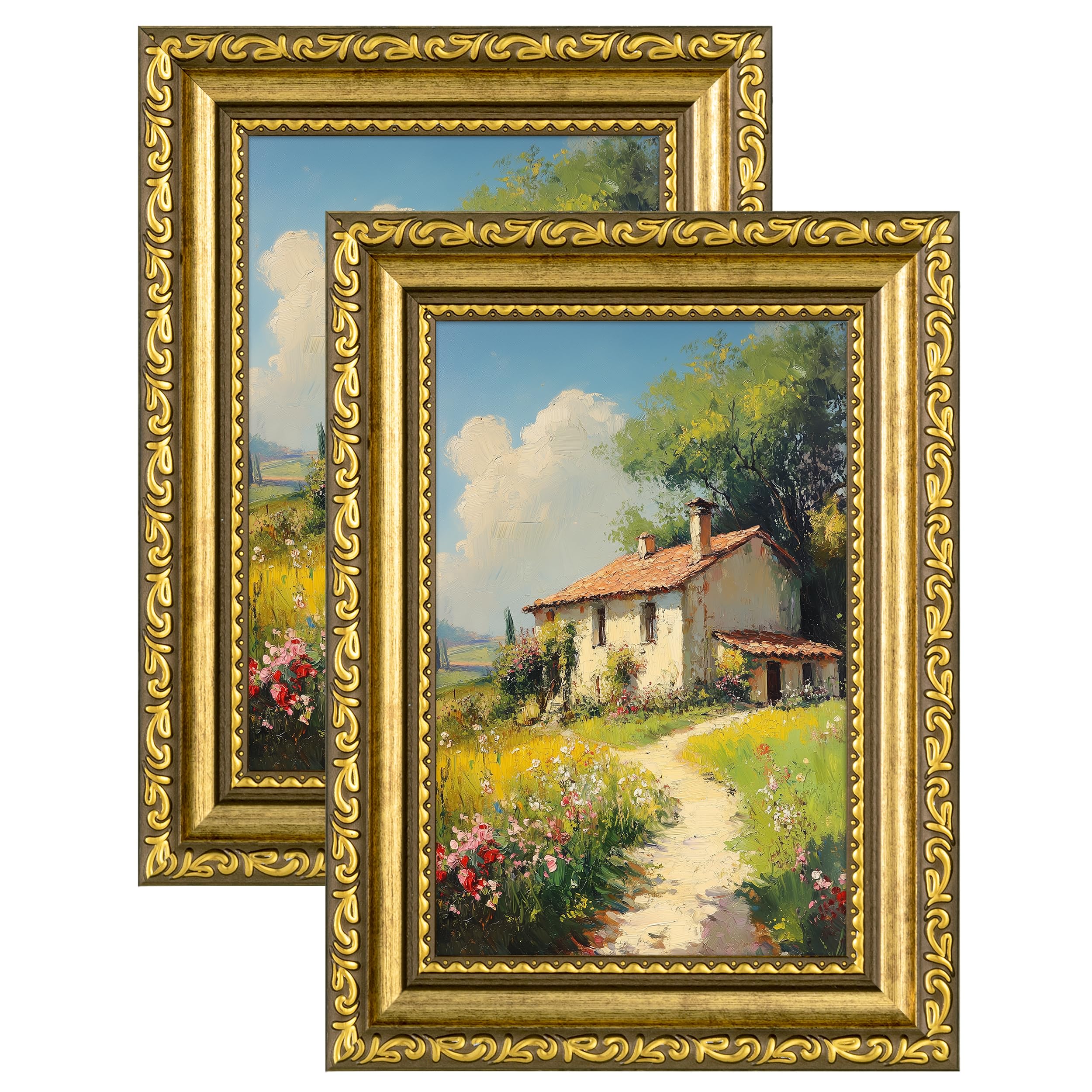 eletecpro 4x6 Vintage Picture Frame, Glass Cover, Gold, 2-Pack