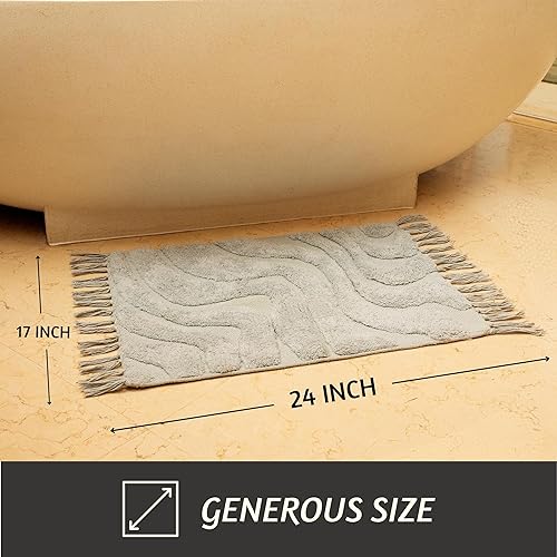 Vista 10 de Folkulture Alfombras de baño (24 x 17) Alfombras de baño Alfombra de baño o ducha 100% algodón Alfombra antideslizante para bañera Alfombra