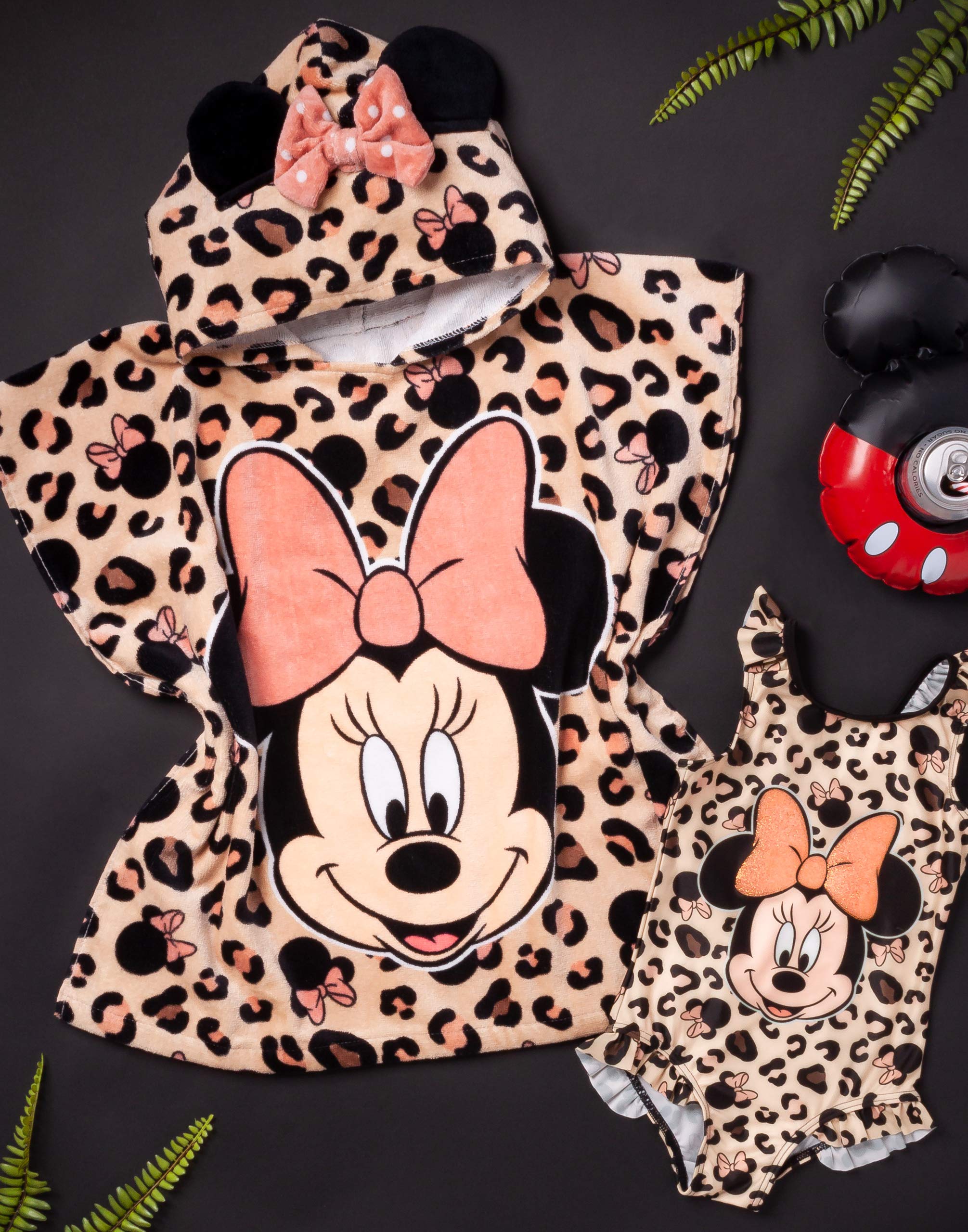 Disney Minnie Mouse Set poncho costume bagno e asciugamano con cappuccio bambina