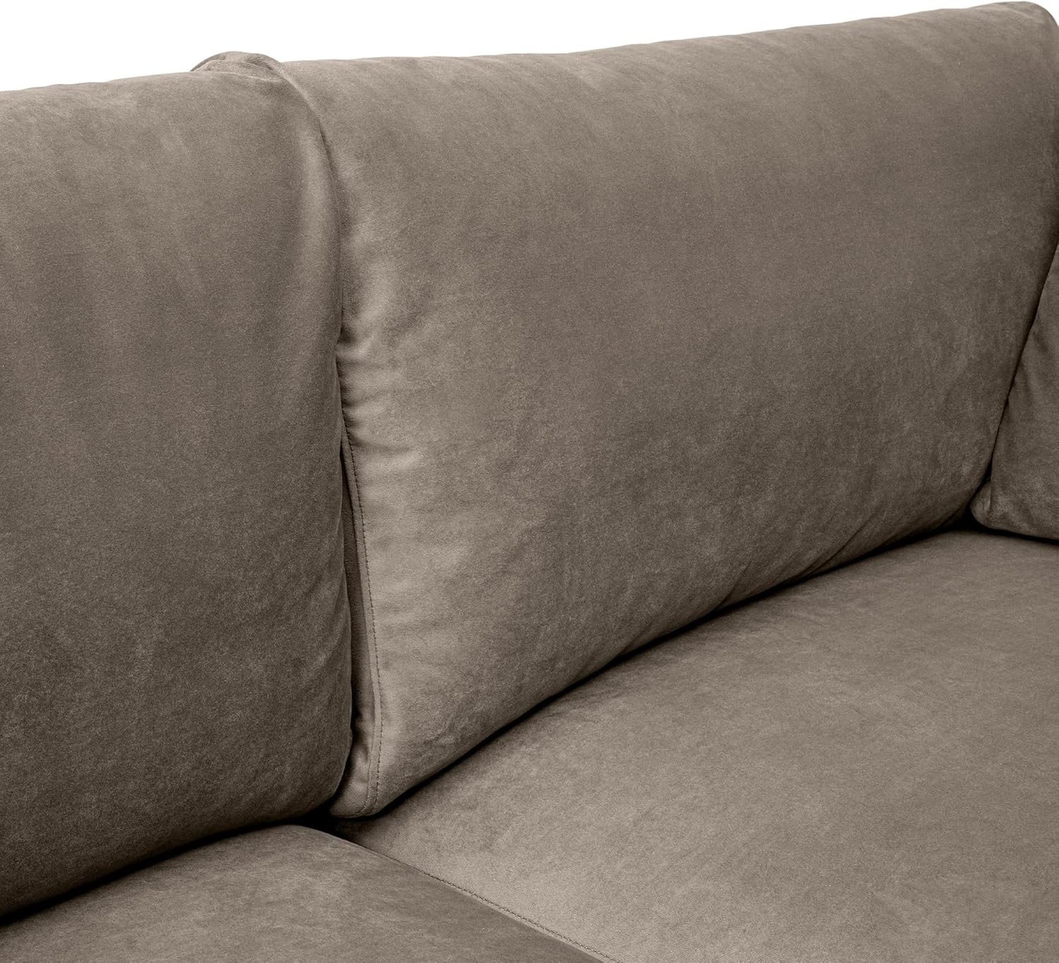 Armen Living Serenity 79" Fossil Gray Velvet Sofa with Black Metal Legs