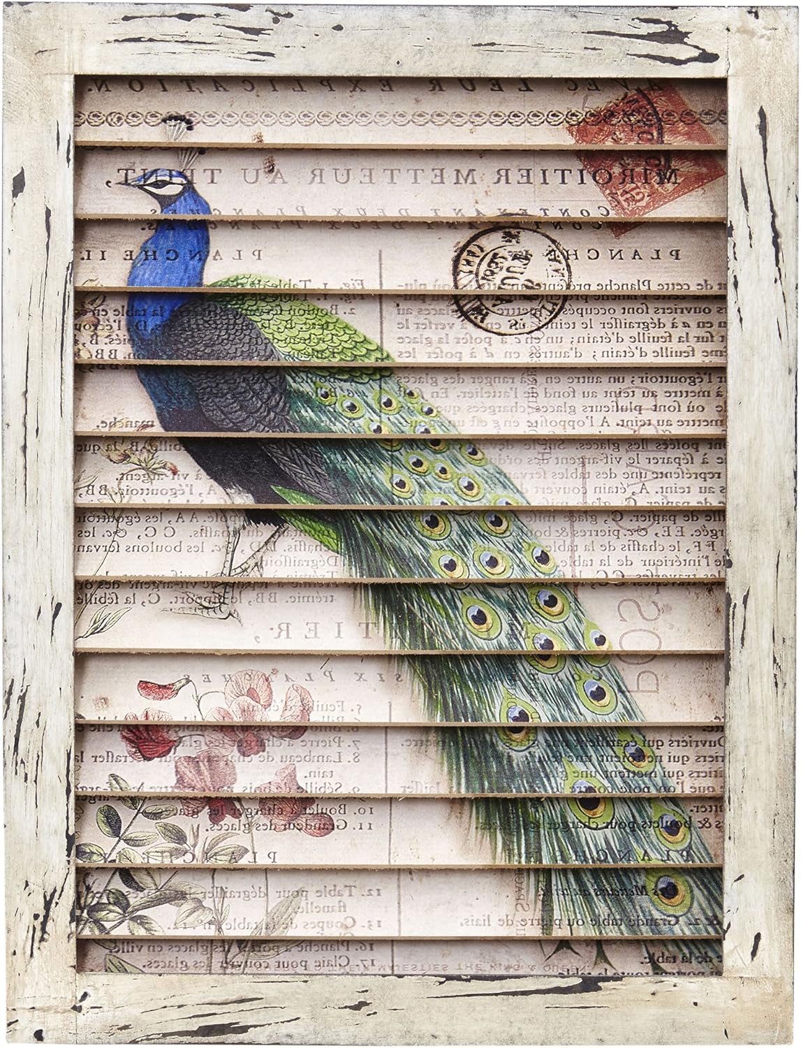 Nearly Natural Peacock Window Shutter Wall Décor