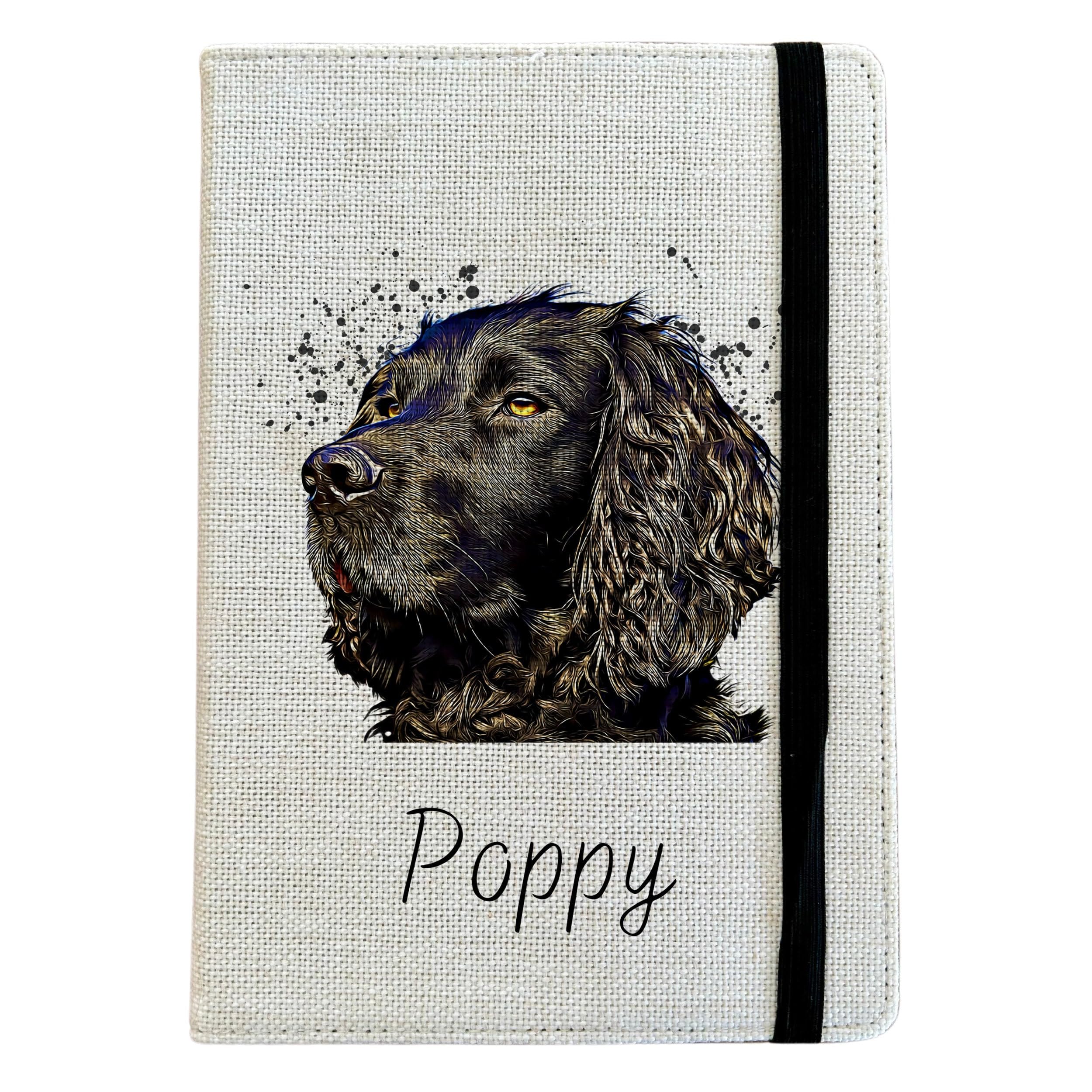 Personalised Black Cocker Spaniel Dog A5 Notebook - Custom Dog Lined Journal - Reusable Puppy Notebook Cover - Linen Hardback Journal Cover