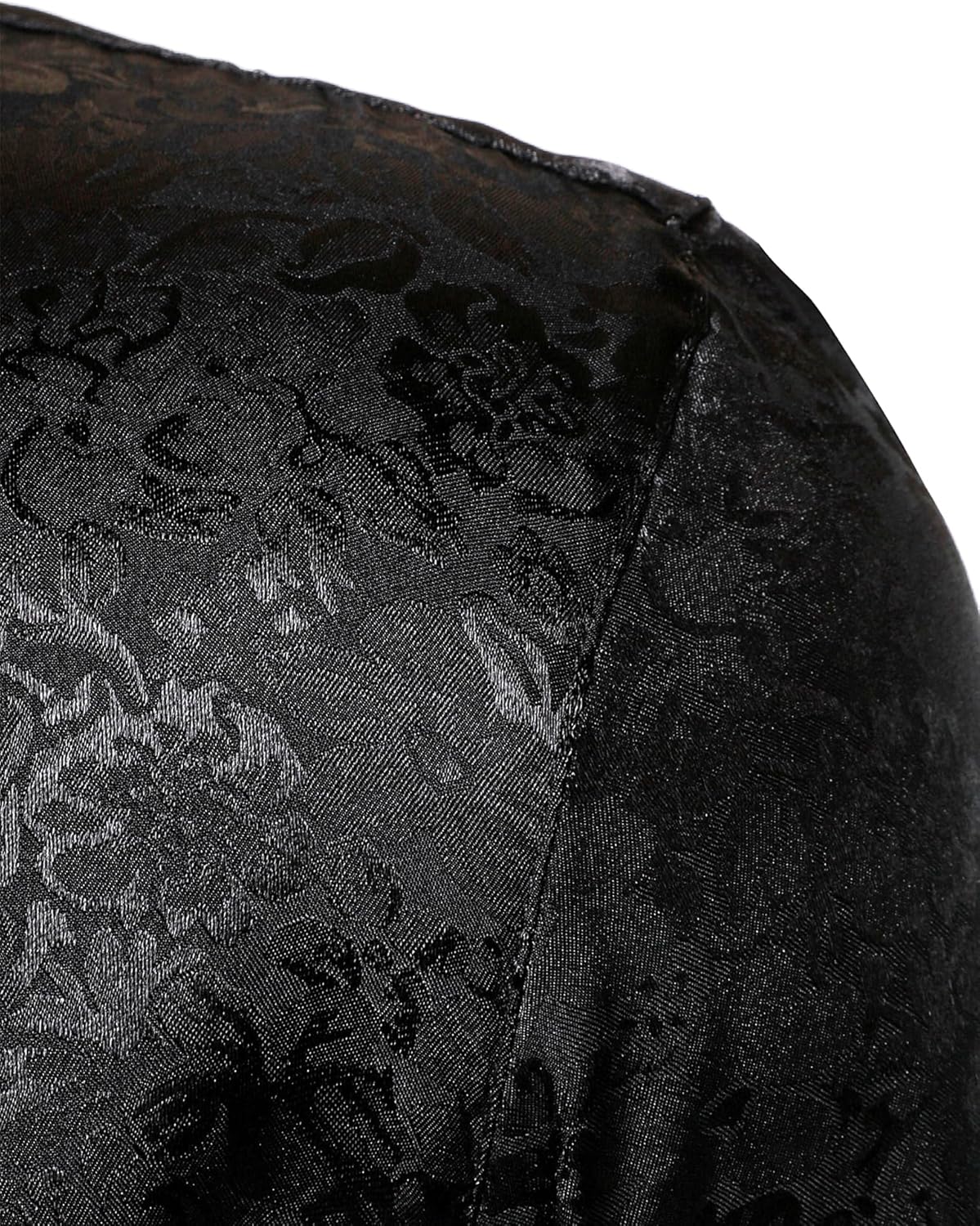 ZEROYAA Men's Shiny Satin Rose Floral Jacquard Long Sleeve Button Up Dress Shirts for Party Prom - Image 4