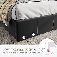 Vista 4 de SHA CERLIN Marco de cama tamaño queen, cama de plataforma tapizada en terciopelo holandés, cabecera ajustable con canales verticales acolchados