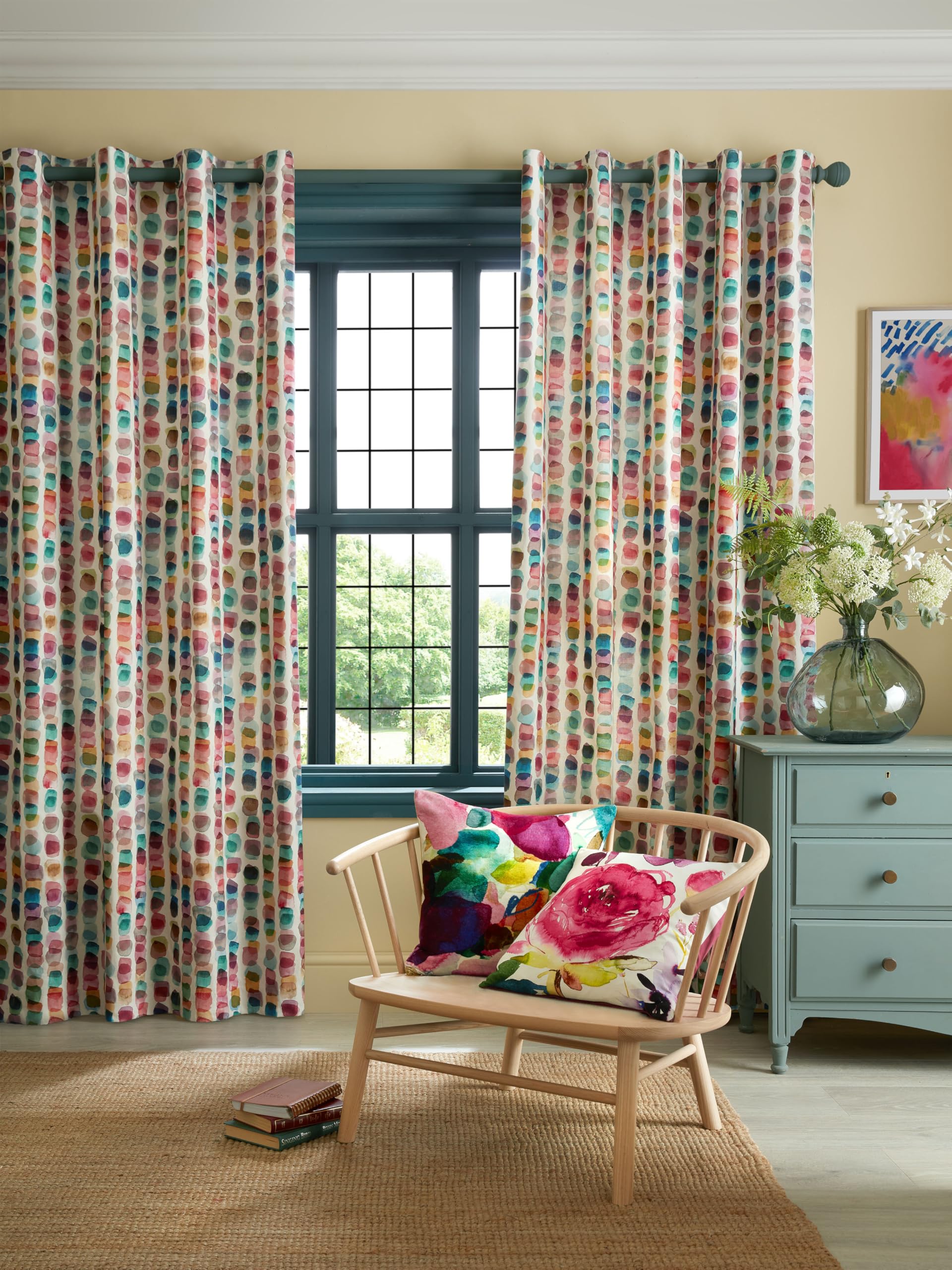 Bluebellgray Tobermory Eyelet Lined Curtains In Multi - 66"x72" (168cm x 183cm)