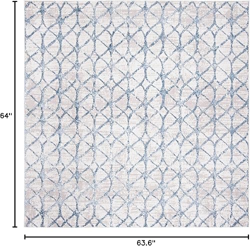 Miniatura 69 de SAFAVIEH Amelia Collection - Alfombra de área de 5.3 x 7.6 pies, color gris y azul marino, diseño geométrico, no desprende pelusa y de fácil