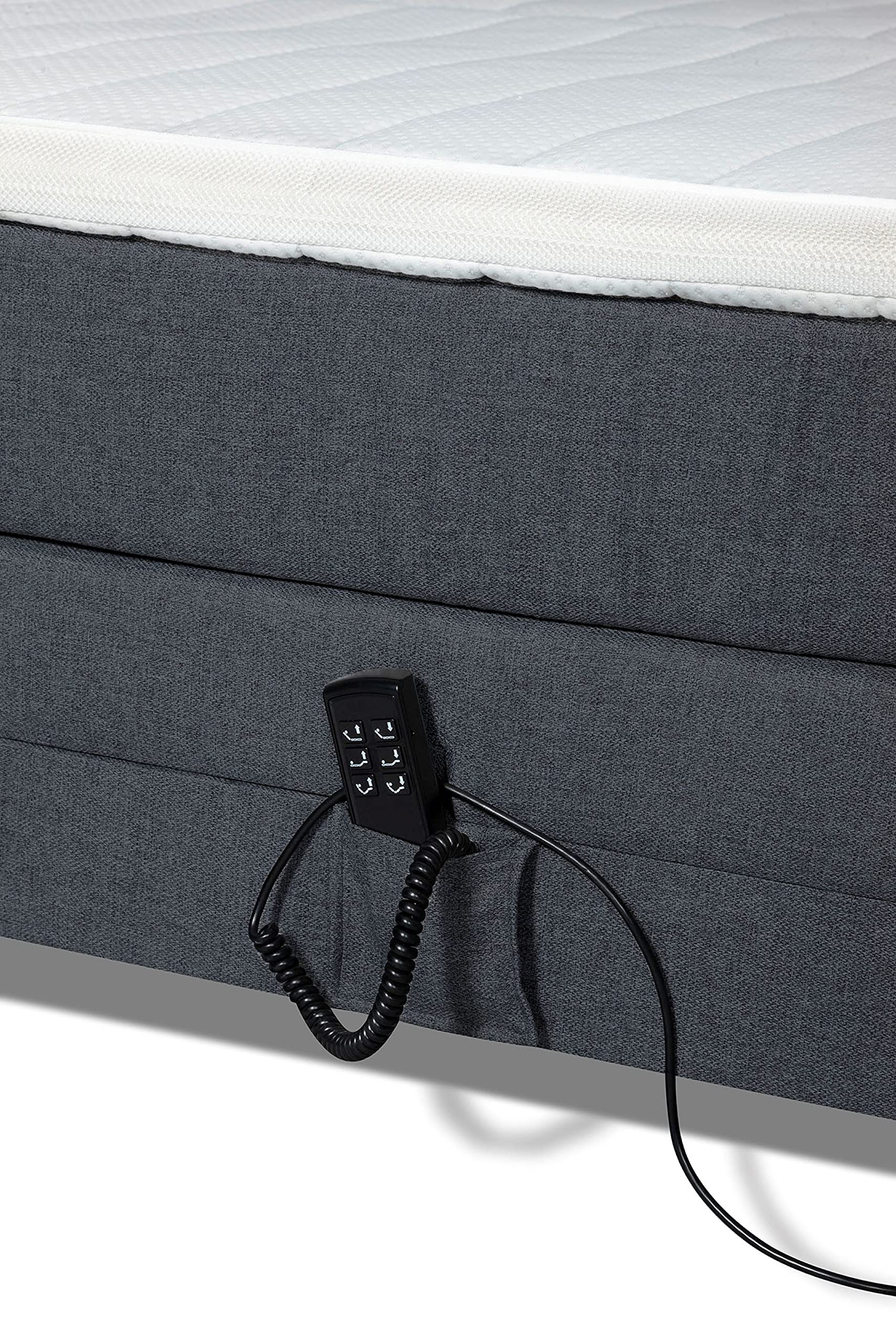 Tesla Dreams Emotion Boxspringbett 180x200 cm – Elektrisch Verstellbares Boxspringbett, 7-Zonen-Taschenfederkernmatratze H2/H3, Latex-Topper, Antracit