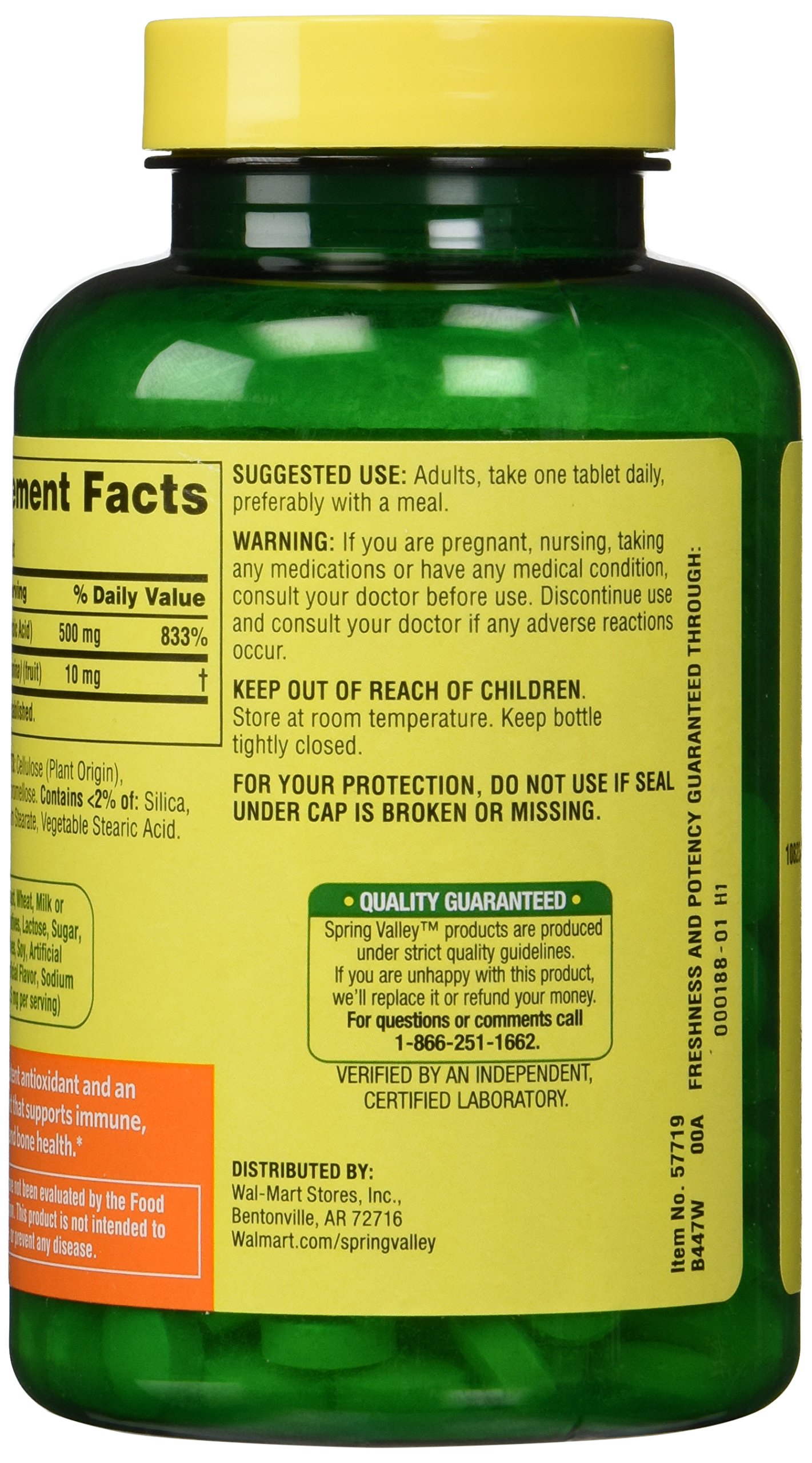Spring Valley - Vitamin C with Rose Hips 500 mg, Twin Pack, 250 Tablets Each Bottle thumbnail 2