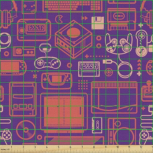 Vista 586 de Ambesonne Tela beige de The Yard, ilustración contemporánea de animales marinos en estilo retro, arte de caballito de mar de cangrejo de pulpo, tela