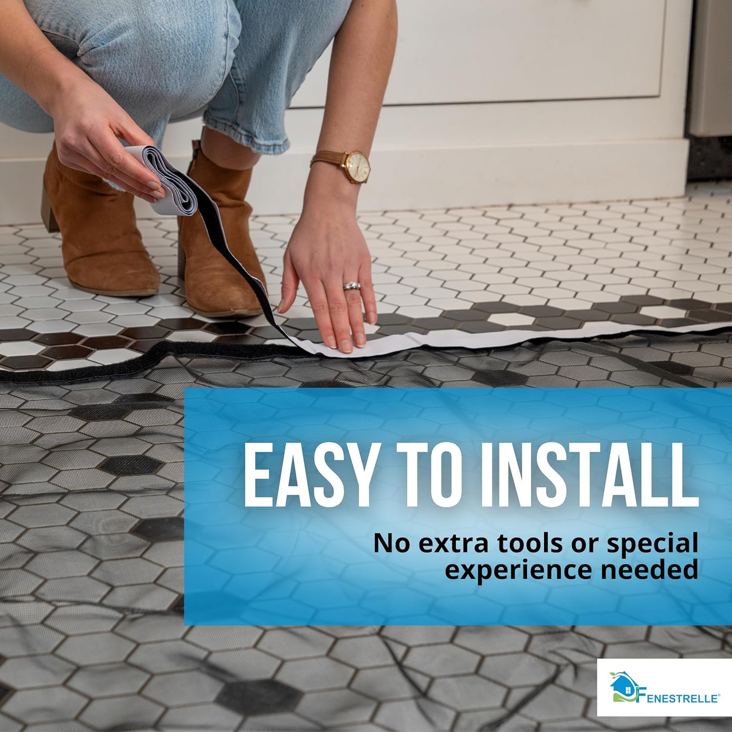 Fenestrelle Magnetic Screen Door for French & Sliding Door – Heavy Duty, Hands Free Fiberglass Mesh with Self Closing Magnetic Seal, Black Trim – Fits 70" x 80" Doors (Screen Size 72" x 82")