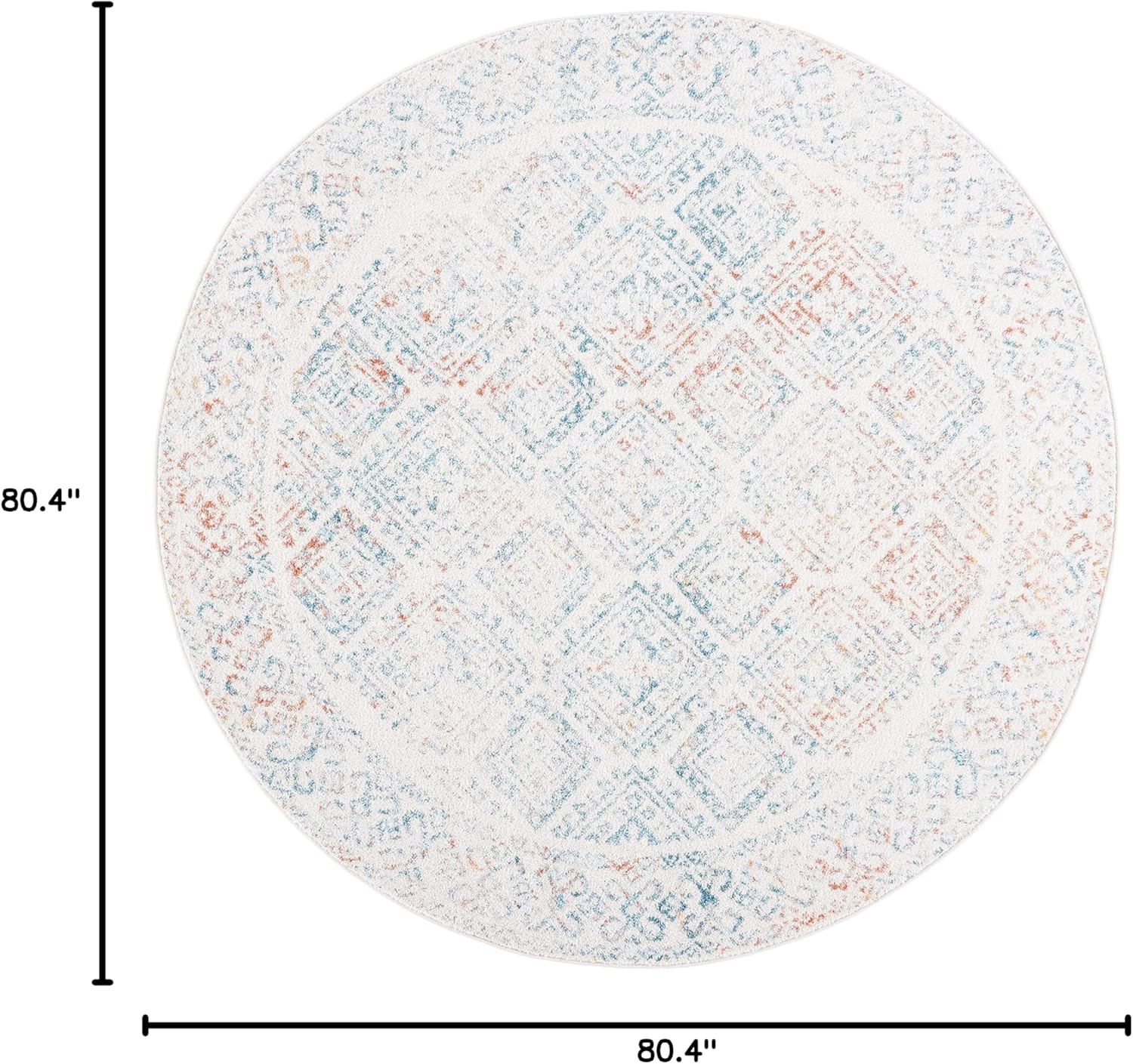 SAFAVIEH Tulum Collection Area Rug - 6'7" Round, Ivory & Terracotta, Moroccan Boho Distressed Design, Non-Shedding & Easy to Clean, Ideal for Living Room, Bedroom, Dining Space (TUL264C)