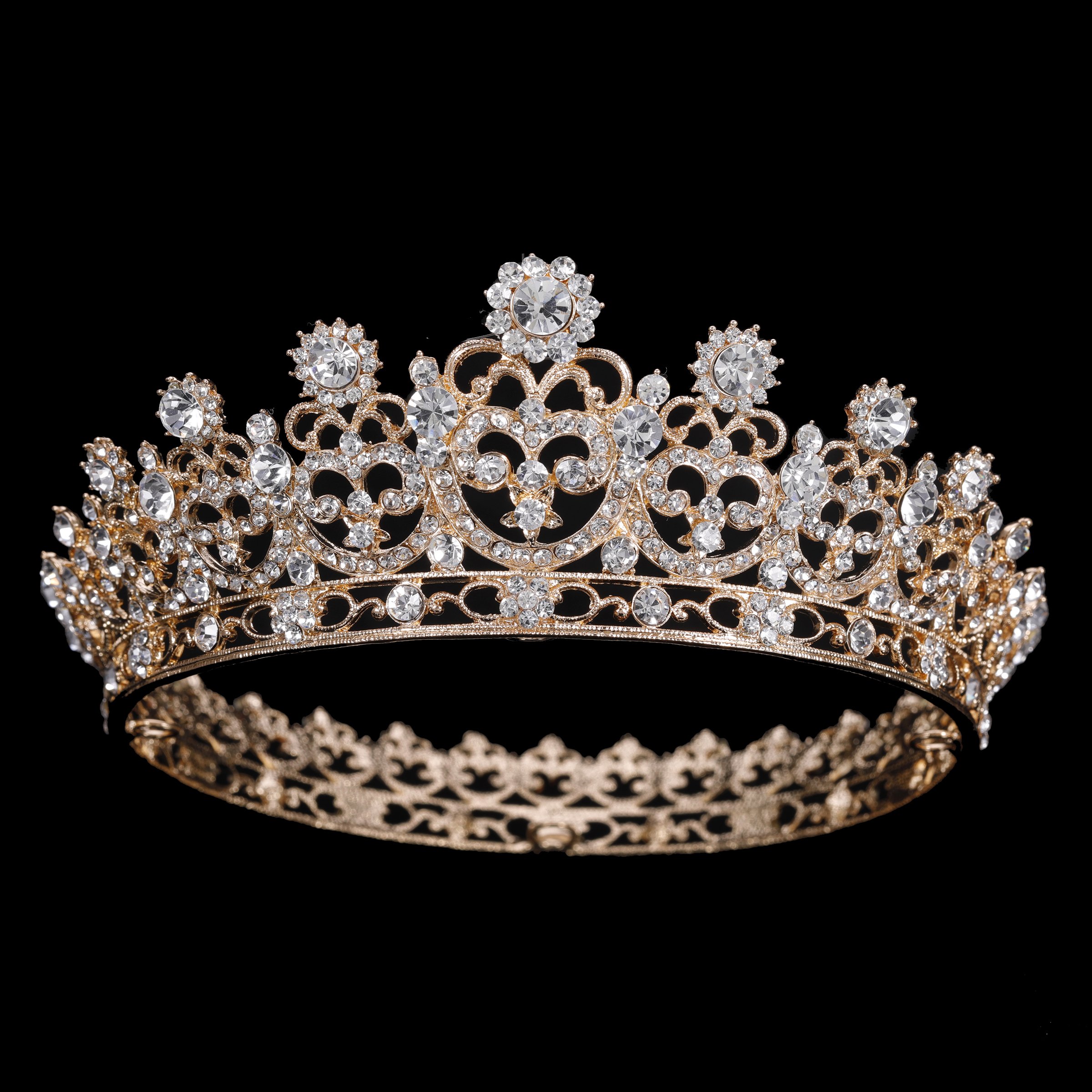 Wedding Bridal Tiara Crown Clear Zircon Crystal Rhinestones Women Handmade Brides Diadem Pageant Party Crowns tiara (Gold)