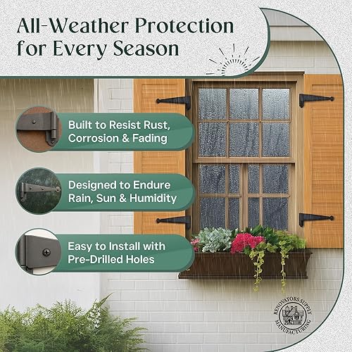 Miniatura 4 de Renovators Supply Manufacturing Bisagra de pasador de hierro forjado de 11 pulgadas x 2 58 pulgadas para persianas, puertas exteriores de ventanas o