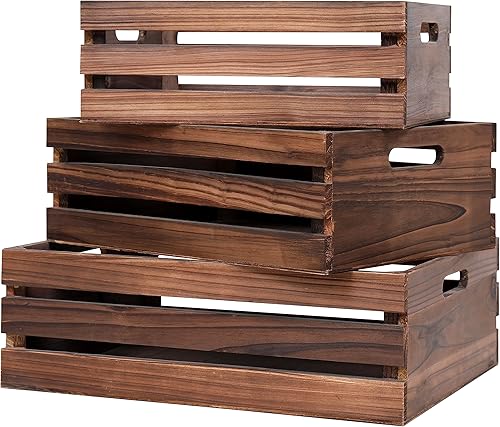 SENRYEE Cajones de madera de gran tamaño para almacenamiento, cajas decorativas de madera negra vintage para exhibición, cajas de madera maciza