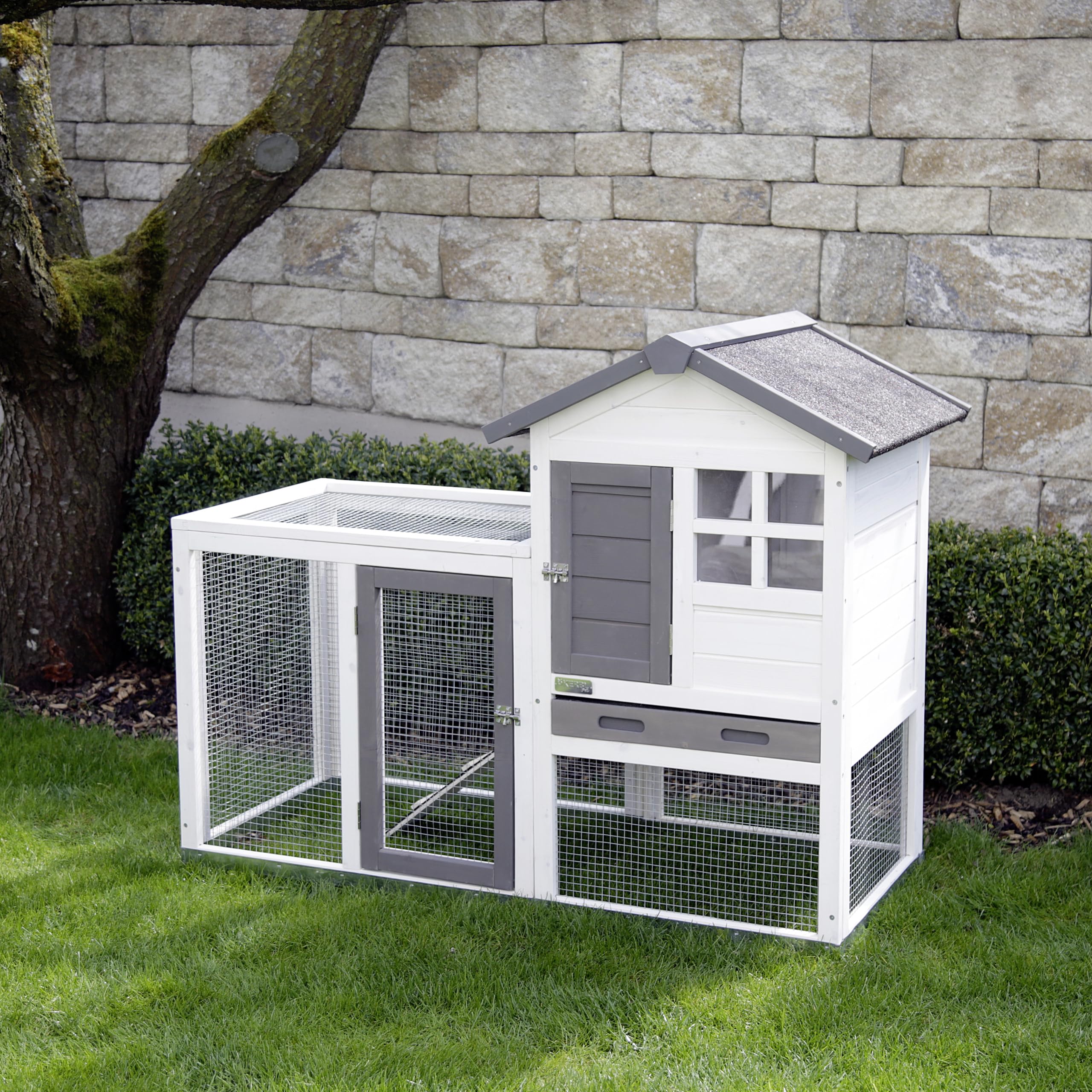 Kerbl Pet Nagerstall Freetime Luke, Kleintierstall, Nagerstall, 127x62x98cm, Holz, Hasen, Kaninchen, Meerschweinchen, wetterfestes Dach