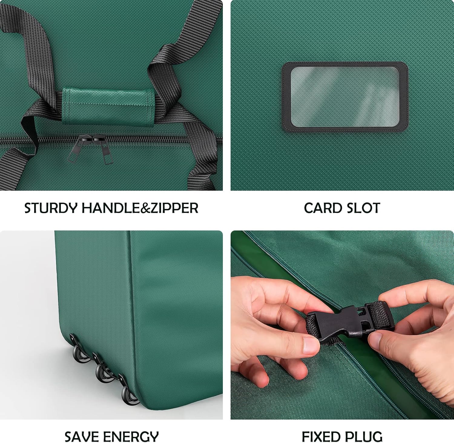 Large Artificial Christmas Tree Storage Bag 9Ft, Mrrihand Waterproof Anti-Tear Heavy-Duty 600D Oxford Cloth Xmax Christmas Tree Storage Box 9FT with Rolling Wheels, Christmas Tree Storage Container 9FT (Dark Green)