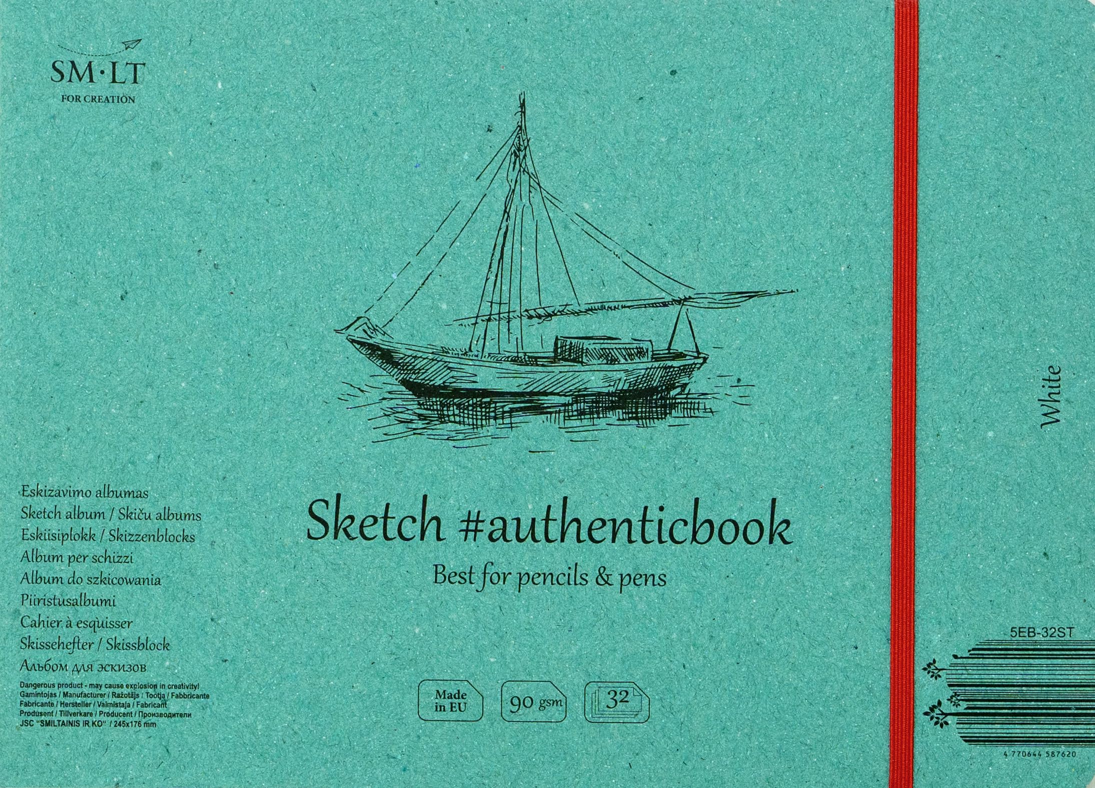 SMLT with Model 32ST Authentic Authenticbook 90gsm White Paper 32 Sheets Line 245X176 mm Stitched Sketch