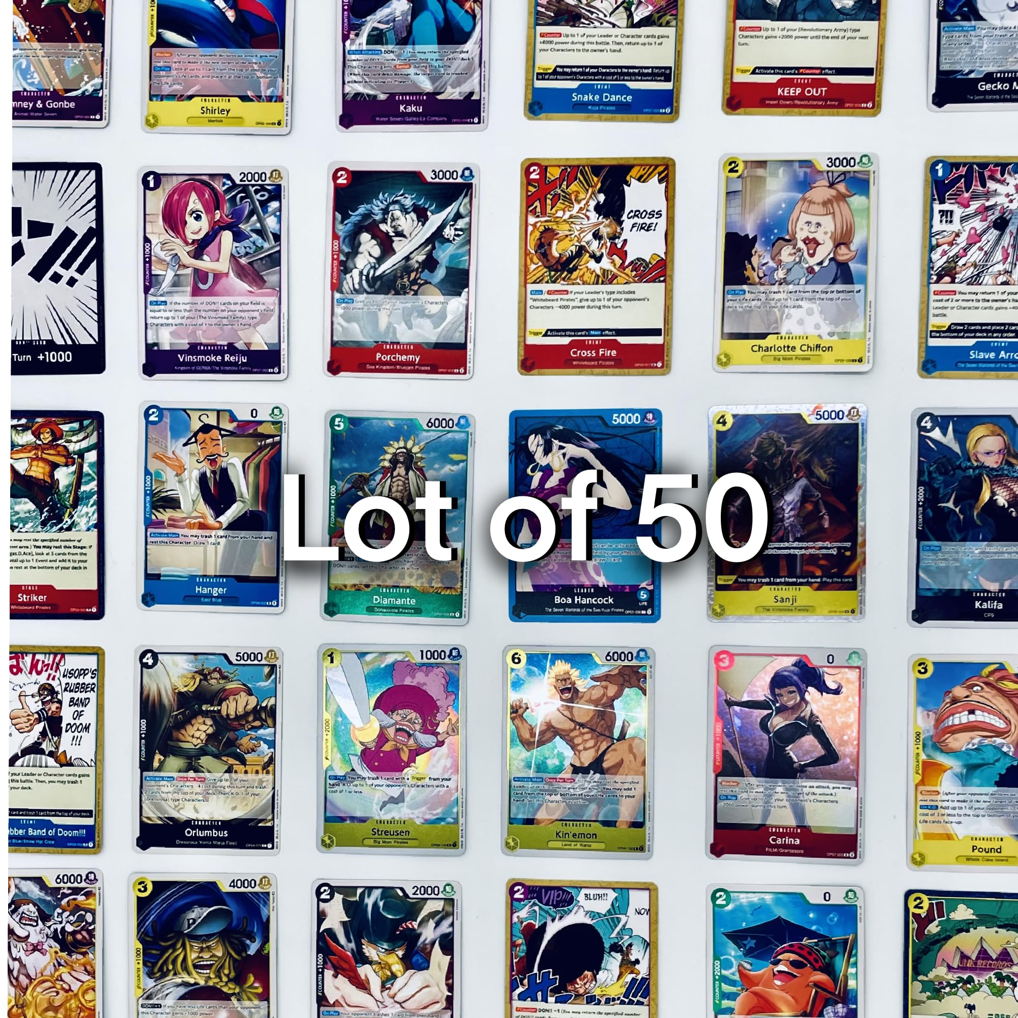 One Piece Trading Cards (Lot of 50 Trading Cards) (English & from