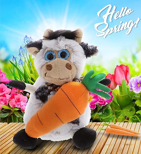 Miniatura 6 de DolliBu Vaca de felpa súper suave con zanahoria – Bonitos animales de peluche con zanahoria, regalo sorpresa perfecto para vacaciones de Pascua, 7
