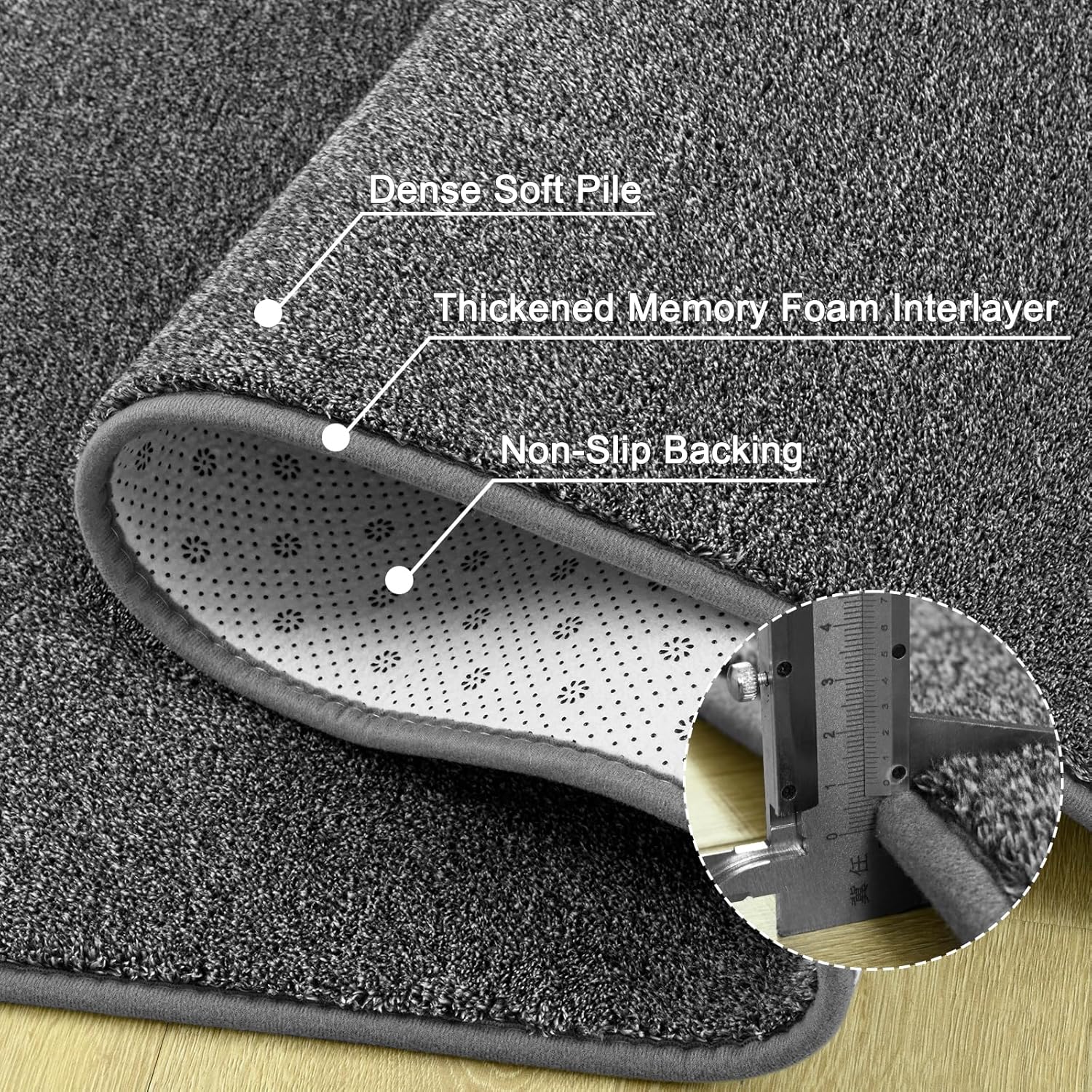 5x7 Area Rugs for Bedroom Living Room, Dark Grey Soft Low-Pile Modern Indoor Thickened Memory Foam Non-Slip Washable Carpets for Kids Dorm Home Decor Rug - Image 6