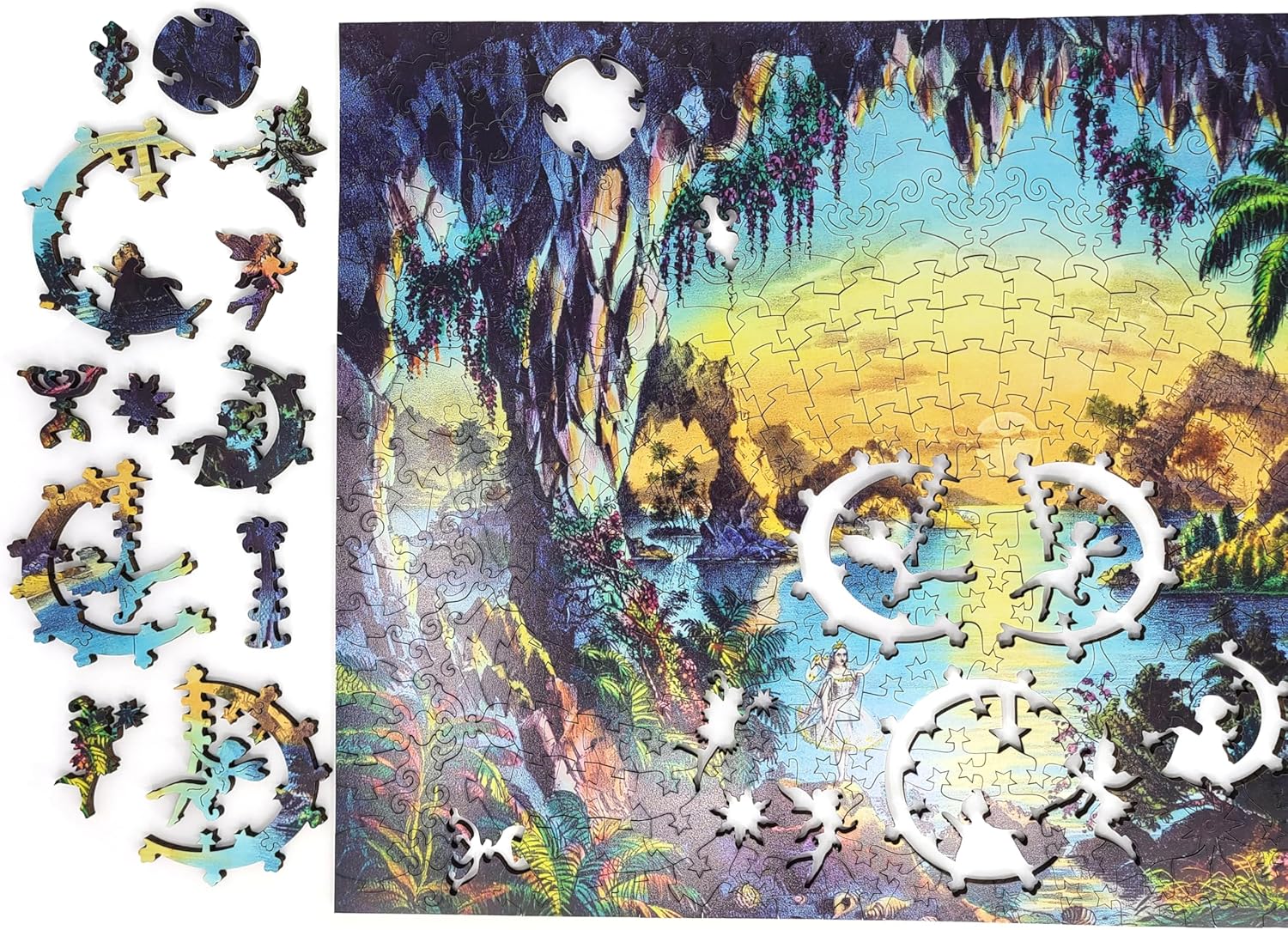Wooden Puzzle for Adults - Uniquely Shaped Pieces - Made in The USA by FoxSmartBox - 430 Pieces - The Fairy Grotto