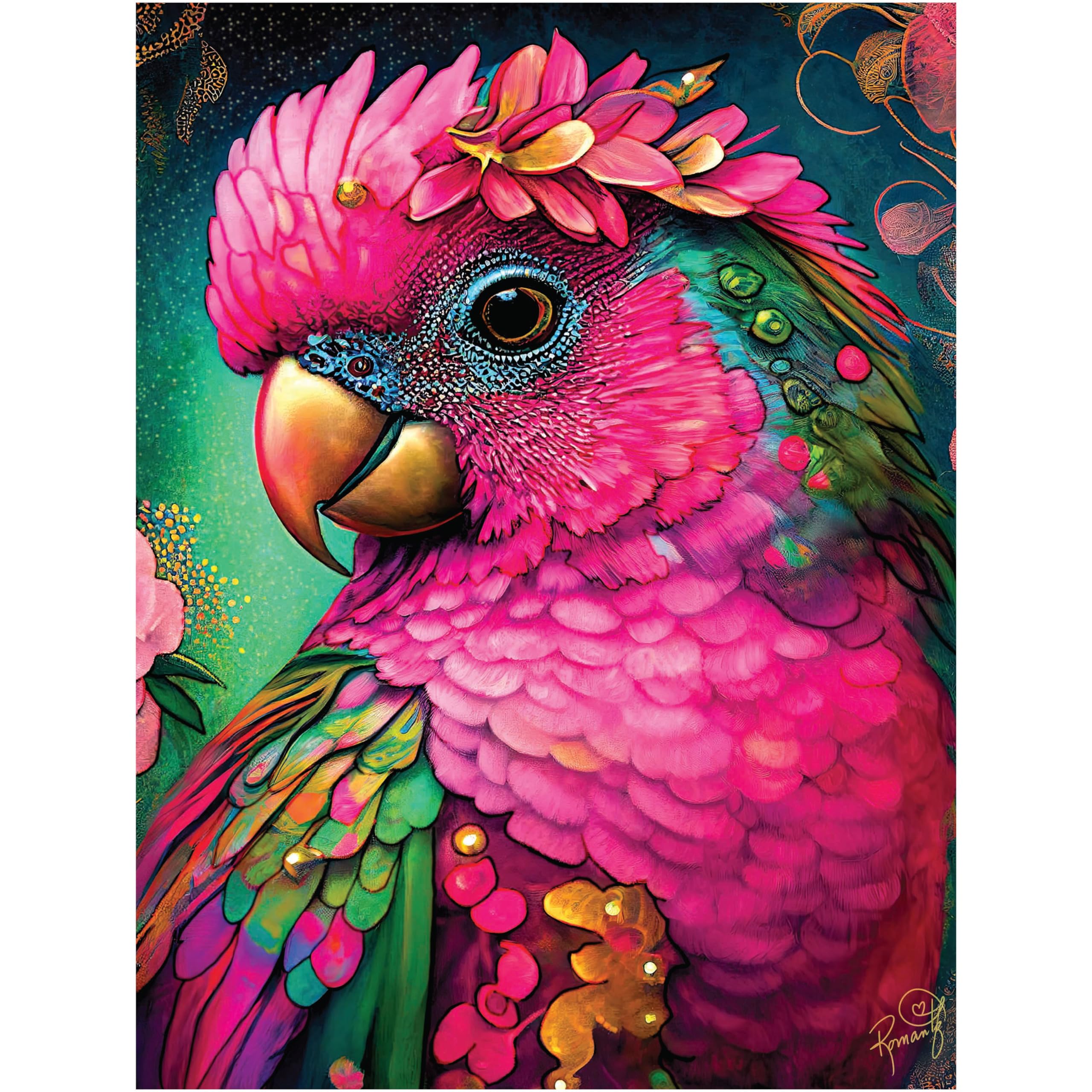 1000 Piece Puzzle for Adults – Hard, Difficult, Challenging Jigsaw – Enigma by ROMANTZART – Queen's Aviary by Petra – Blue...