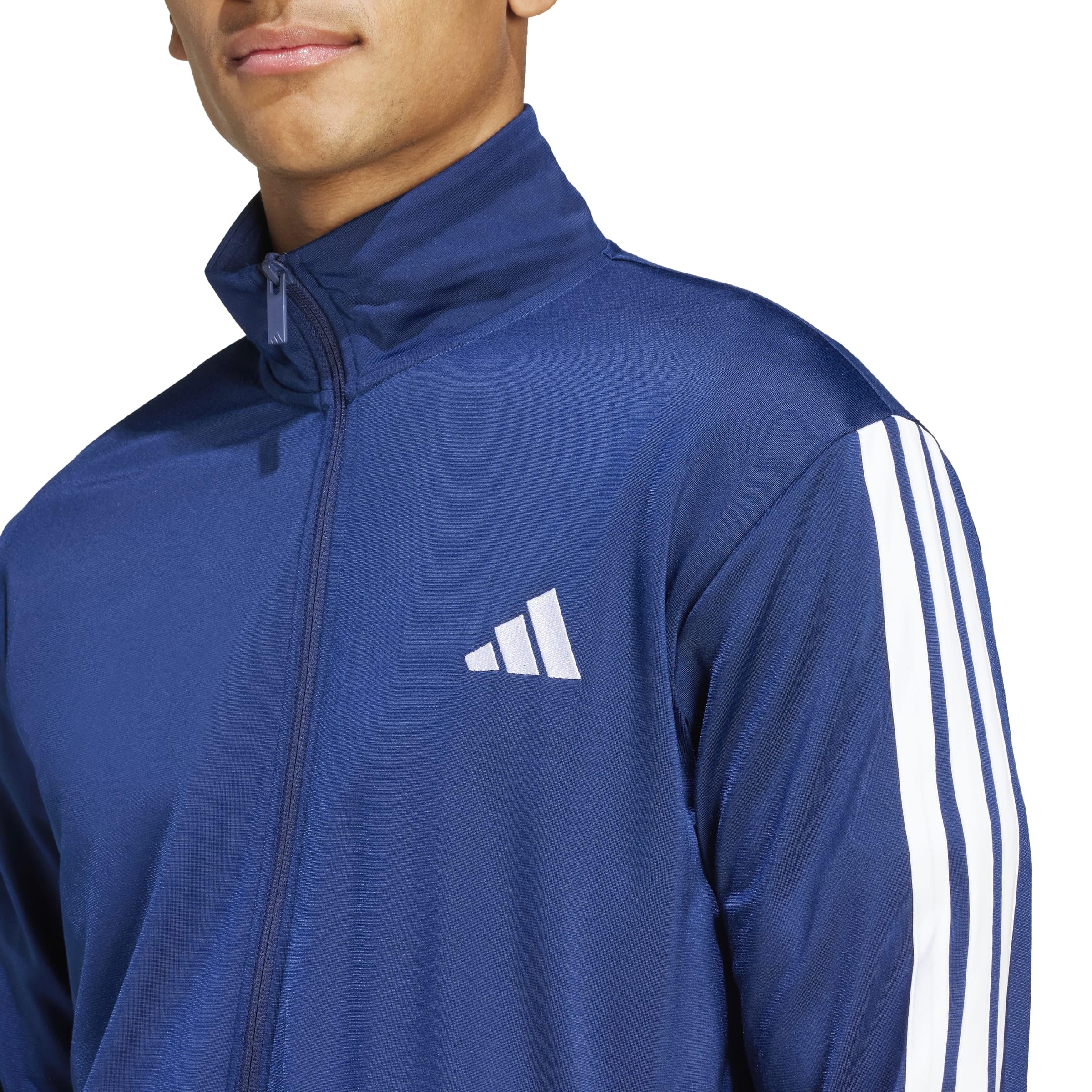 adidas Mężczyźni SPORTSWEAR BASIC 3 STRIPES TRICOT TRACKSUIT, Dark Blue, M