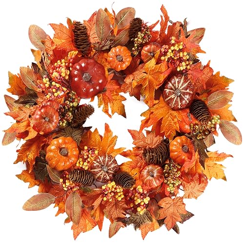 Sggvecsy Fall Wreath - 20'' Autumn Front Door Wreath with