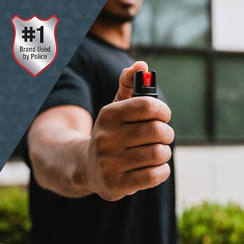 SABRE Advanced Pepper Spray, 3-in-1 Formula Contains Maximum Strength Pepper Spray, CS Military Tear Gas And UV Marking Dye, Compact Belt Clip For Easy Carry and Fast Access, 35 Bursts(Pepper Spray and Practice Spray)