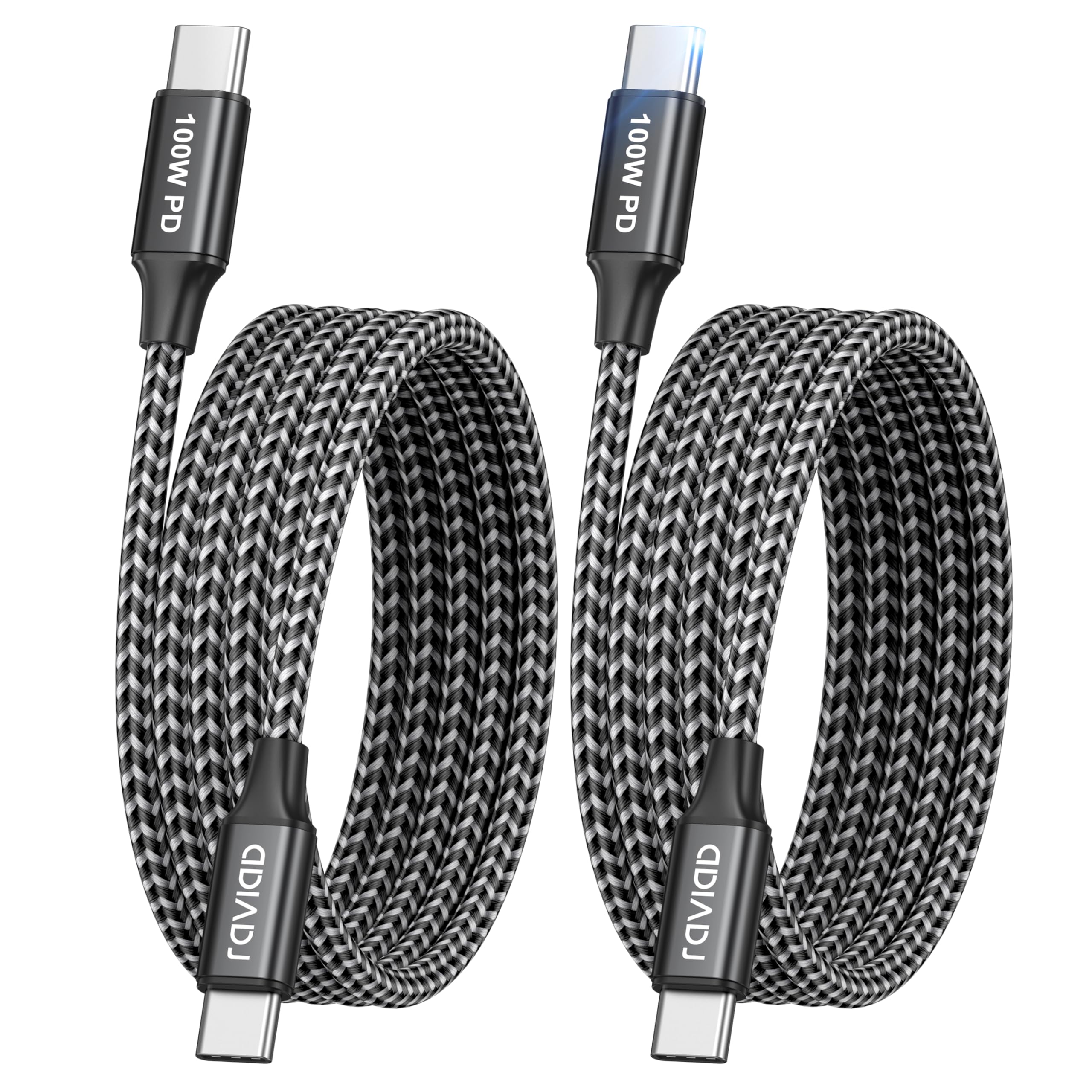 RAVIAD USB C Kabel [2 Stück 2m] 100W Schnellladekabel USB C auf USB C Kabel | PD 3.0 Ladekabel USB C für iPhone 17 16 15 Pro Max, Samsung Galaxy S25 S24 S23, Huawei, Pixel, MacBook Pro Air iPad Pro Air