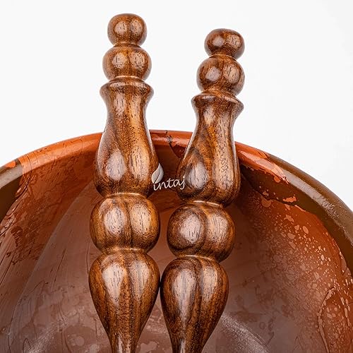 Miniatura 3 de INTAJ Gancho de ganchillo de madera hecho a mano, juego de agujas de palisandro, agujas de tejer de hilo para crochetear tapetes de encaje,