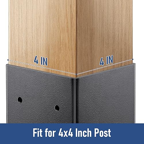 Miniatura 2 de Base de poste de 4 x 4, 7 piezas, base de poste de cubierta de 3.6 x 3.6 pulgadas, base de anclaje de poste de madera negra mate, placa base de