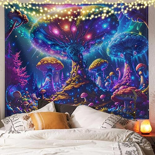 MAMHSABC Tapiz de hongos y bosque para colgar en la pared de la naturaleza para decoración del hogar, dormitorio, sala de estar, decoración de